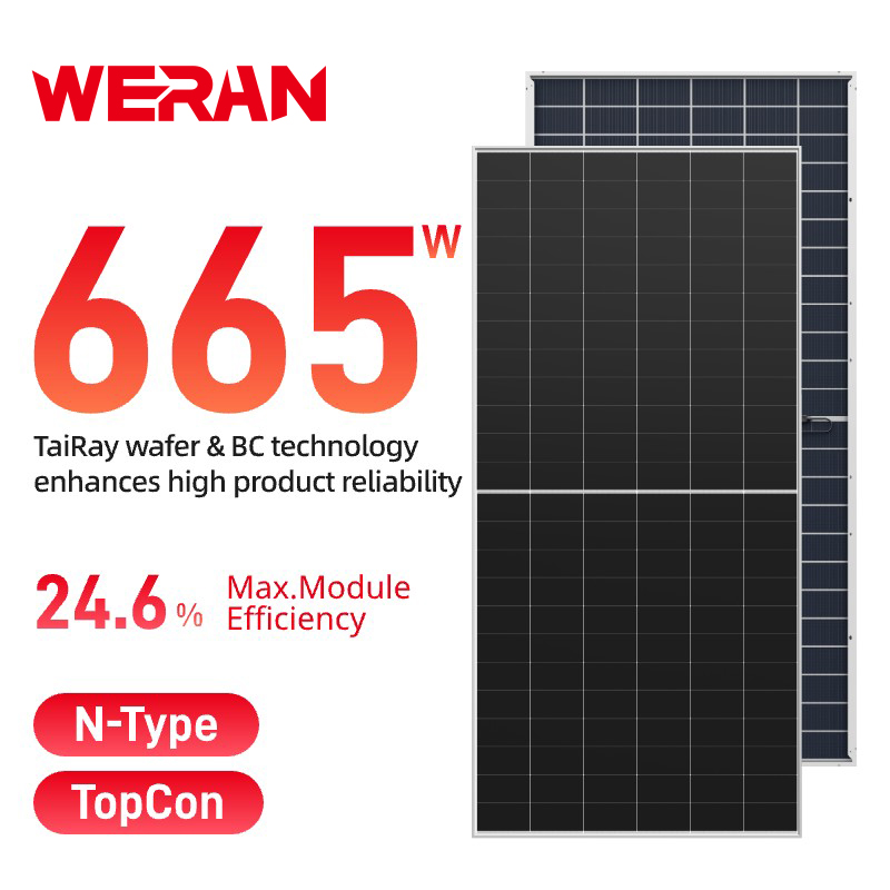 WERAN 640-670W HPBC 2.0 Bifacial Solar Panel - OEM Back Contact Duplex Speculum PV Module ad utilitatem et EPC Projects