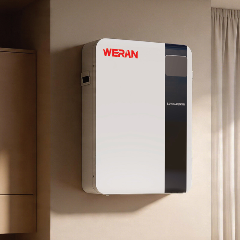 WERAN 51.2V 100Ah 5.12kWh Wall Mounted LiFePO4 Pugna pro Residentiali Solaris Energy Repono